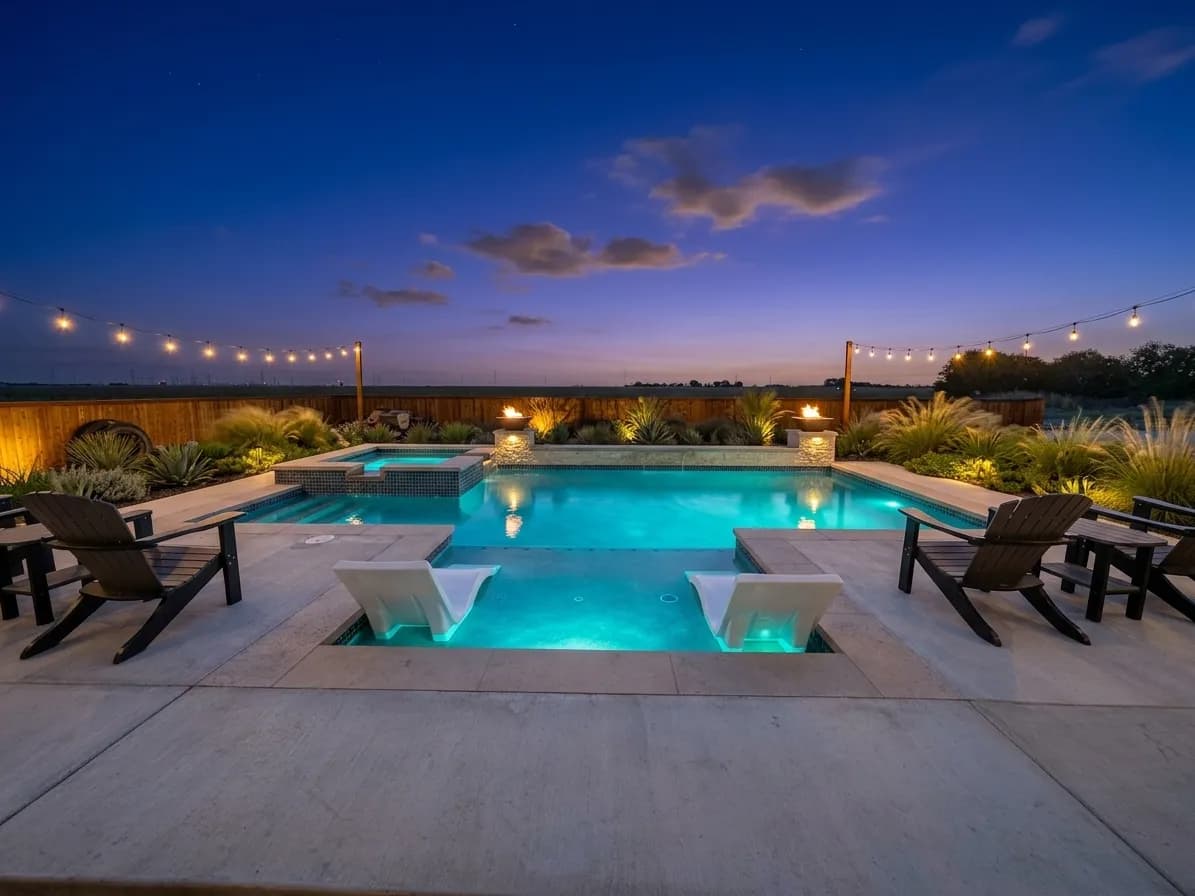 In-pool loungers at wading depth