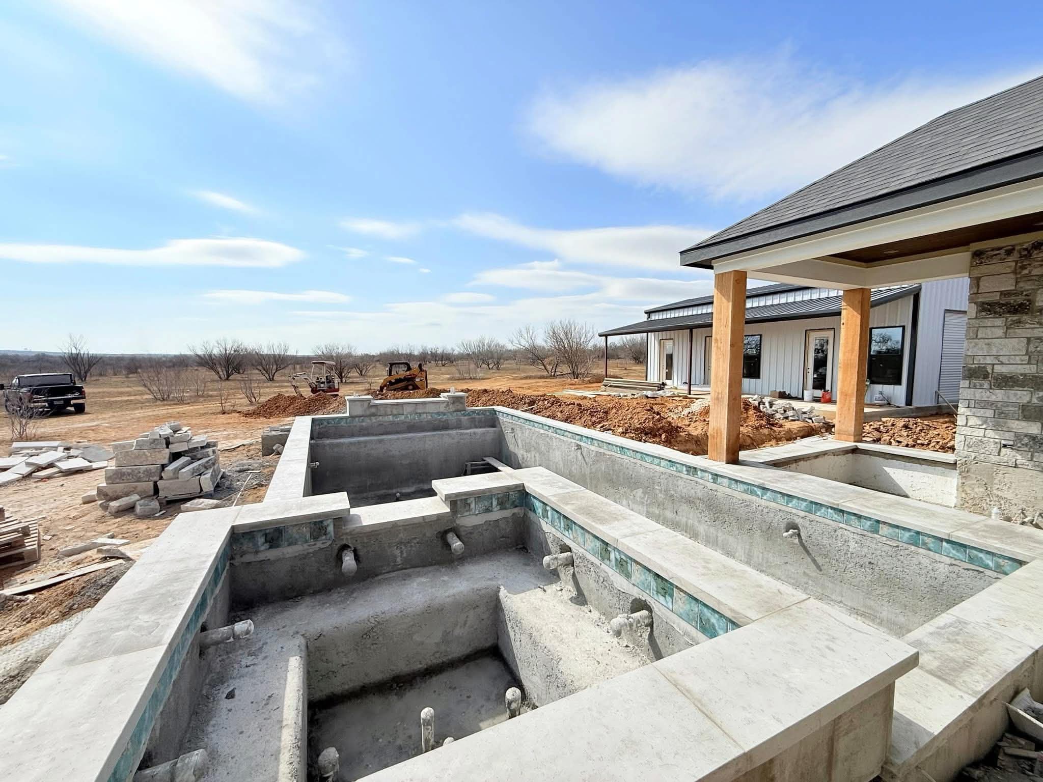 Tile & Coping — pool build stage